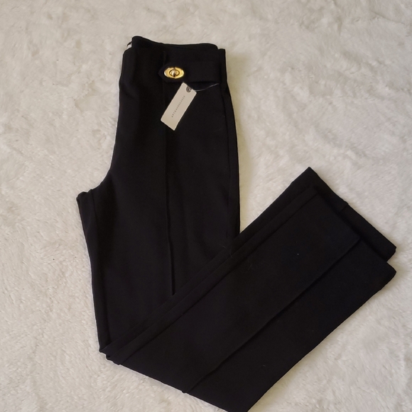 Maeve Black Ponte Knit Pants with Gold Button Detail - Picture 5 of 6